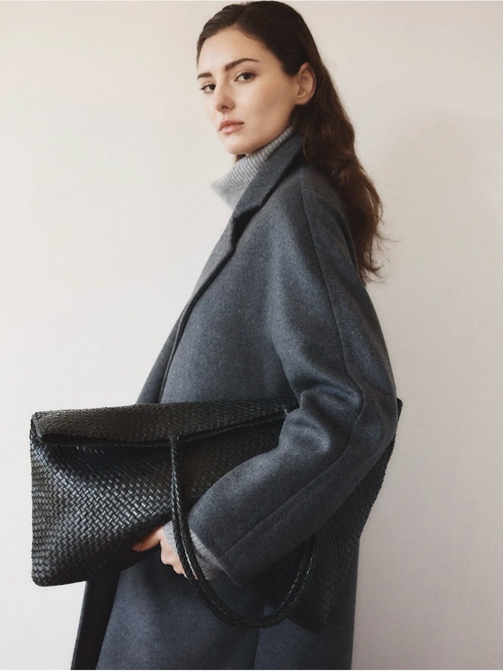 Quince Italian Leather Handwoven Tote - Black